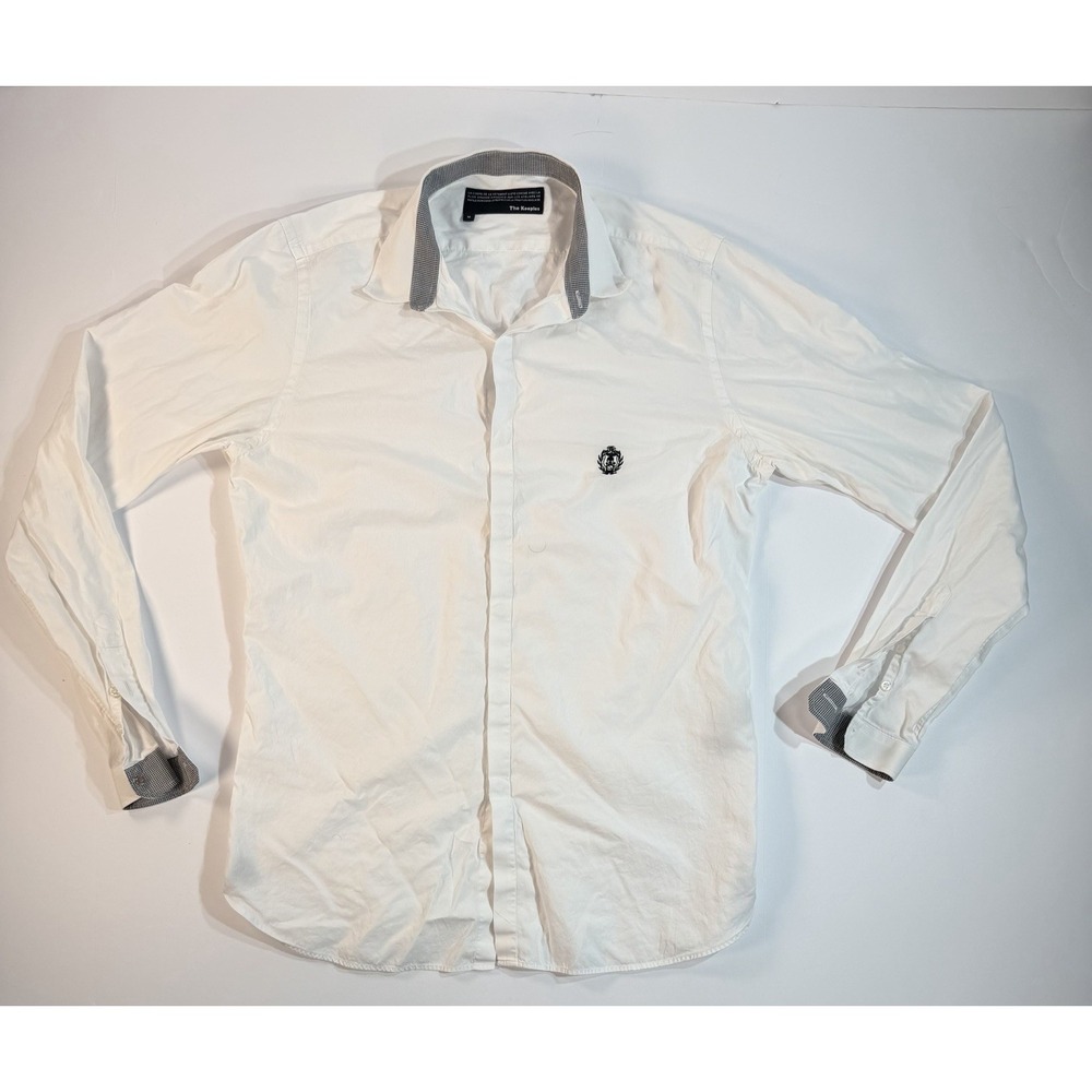 The Kooples White Button Up Shirt Mens M Slim Fit Dress Casual Logo